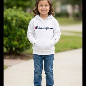 Champion Hoodie for Boys, Size 5, White, Original Hooded Sweatshirt
